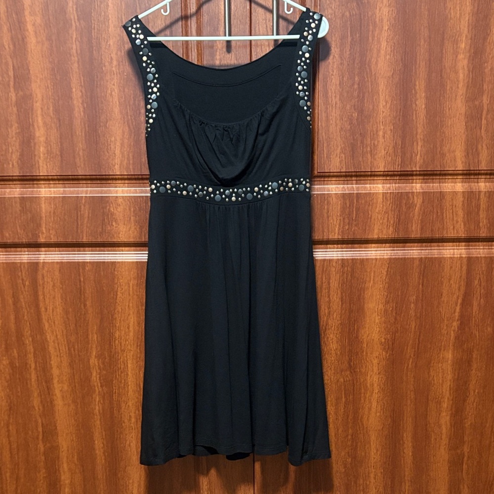 Black Sleeveless Stud-Embellished Dress